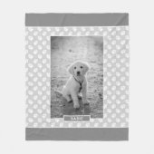 Foto van je huisdier op grijs met poten en naam fleece deken (Voorkant)