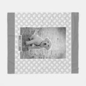 Foto van je huisdier op grijs met poten en naam fleece deken (Voorkant (Horizontaal))