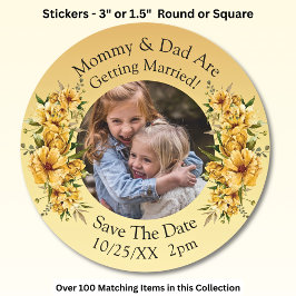 Foto van je kinderen mama papa trouwen   ronde sticker
