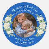 Foto van je kinderen Moeder Vader trouwen   Ronde Sticker (Voorkant)