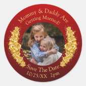 Foto van je kinderen Moeder Vader trouwen   Ronde Sticker (Voorkant)