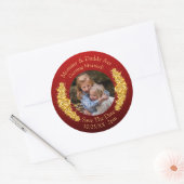 Foto van je kinderen Moeder Vader trouwen   Ronde Sticker (Envelop)