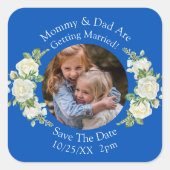 Foto van je kinderen Moeder Vader trouwen   Vierkante Sticker (Voorkant)