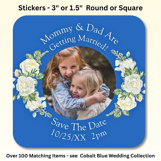 Foto van je kinderen Moeder Vader trouwen   Vierkante Sticker