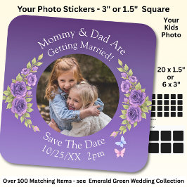 Foto van je kinderen Moeder Vader trouwen   Vierkante Sticker