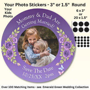 Foto van je kinderen terwijl mama en papa trouwen ronde sticker