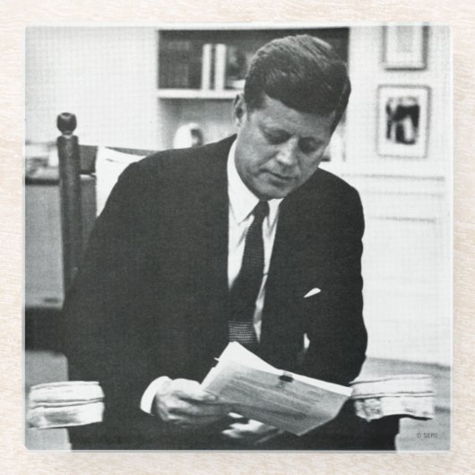 Foto van John F. Kennedy 2 Glazen Onderzetter (Voorkant)