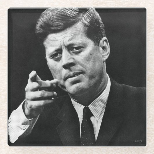 Foto van John F. Kennedy 3 Glazen Onderzetter (Voorkant)
