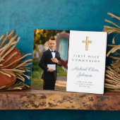 Foto van jongen Eerste Heilige Communie Fotoplaat (Zijkant)