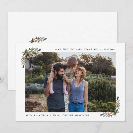 Foto van Joy and Peace Family Modern Kerstmis  Feestdagenkaart (Voorkant / Achterkant)