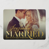 Foto van Joyful Married Modern Classic Weddenschap Folie Feestdagenkaart (Voorkant)