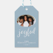 Foto van Joyful Modern Blush Blue Kerstmis Cadeaulabel (Voorkant)