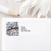 Foto van kardinale sneeuwboom etiket (Insitu)