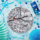 Foto van kardinale sneeuwboom papieren bordje (Feest)