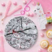 Foto van kardinale sneeuwboom papieren bordje (Feest)