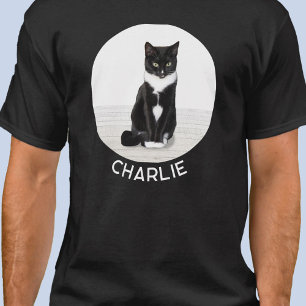 Foto van kat gepersonaliseerd met naam t-shirt