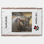 Foto van kat mama met hart pootafdruk deken (Voorkant)