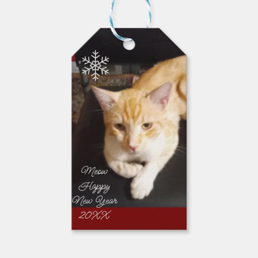 Foto van kat met tekst aanpassen cadeaulabel (Voorkant)
