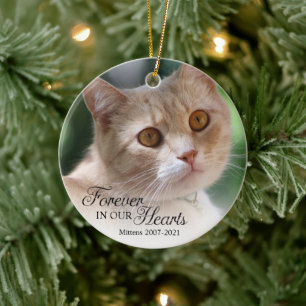 Foto van kat 'Voor altijd in onze harten' Keramisch Ornament