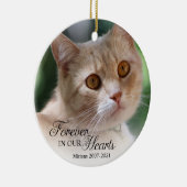 Foto van kat 'Voor altijd in onze harten' Keramisch Ornament (Rechts)