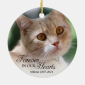 Foto van kat 'Voor altijd in onze harten' Keramisch Ornament (Achterkant)