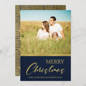 FOTO VAN KERSTMIS VAN DE MARINE FAUX DE GOUDEN FEESTDAGENKAART (Voorkant / Achterkant)