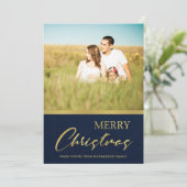 FOTO VAN KERSTMIS VAN DE MARINE FAUX DE GOUDEN FEESTDAGENKAART (Staand voorkant)