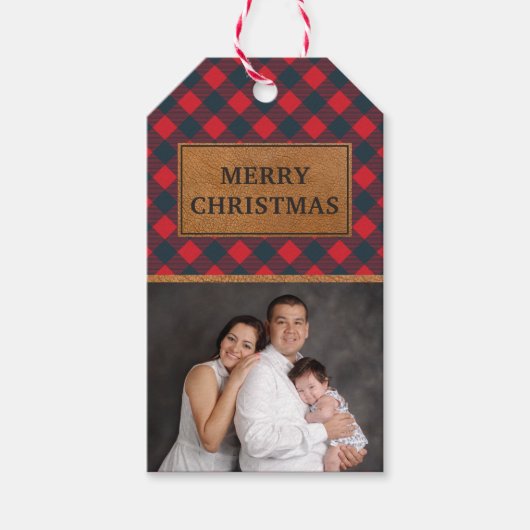 Foto van Kerstmis van de Plaid van de Buffels van Cadeaulabel (Voorkant)