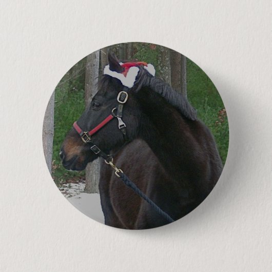 foto van kerstpaard ronde button 5,7 cm (Voorkant)