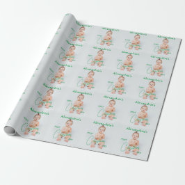 Foto van kind uploaden Eerste Kerstmis Cadeaupapier