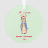 Foto van kind uploaden Eerste Kerstmis Ornament (achterkant)