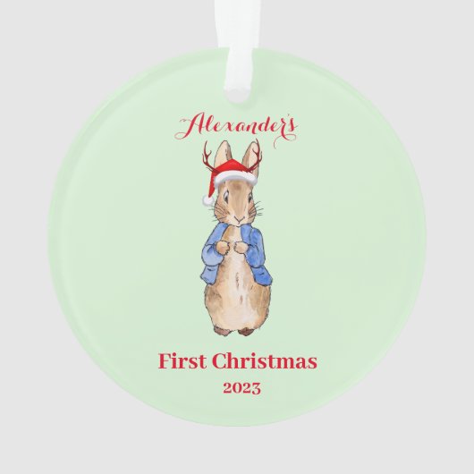 Foto van kind uploaden Eerste Kerstmis Ornament (achterkant)