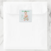 Foto van kind uploaden Eerste Kerstmis Vierkante Sticker (Tas)