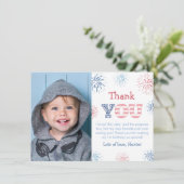 Foto van kinderen met vuurwerk in rood, wit en bla bedankkaart (Staand voorkant)