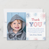 Foto van kinderen met vuurwerk in rood, wit en bla bedankkaart (Voorkant)