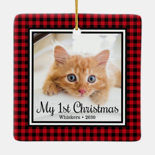 Foto van Kitten met 1 Kerstmis 2 Keramisch Ornament (Achterkant)