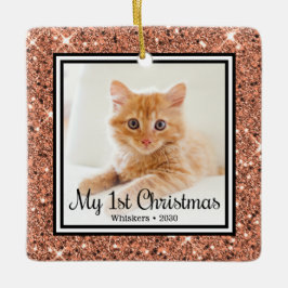 Foto van Kitten met 1 Kerstmis 2 Keramisch Ornament