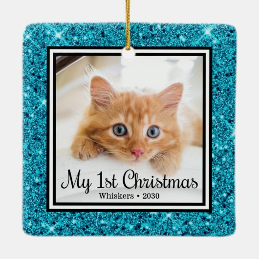 Foto van Kitten met 1 Kerstmis 2 Keramisch Ornament (Achterkant)