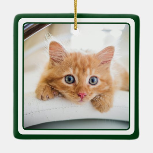Foto van Kitten met 1 Kerstmis 2 Keramisch Ornament (Achterkant)