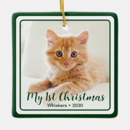Foto van Kitten met 1 Kerstmis 2 Keramisch Ornament