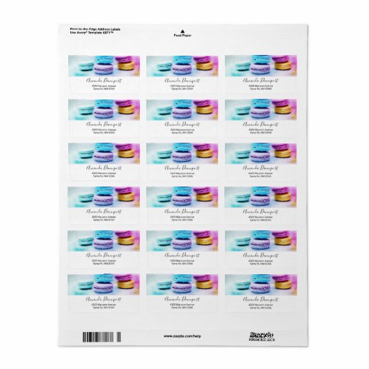 Foto van kleurrijke Macarons Etiket (Full Sheet)