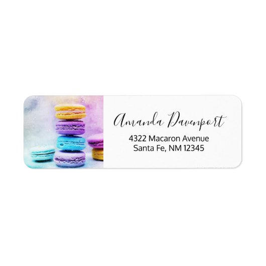 Foto van kleurrijke Macarons Etiket (Voorkant)