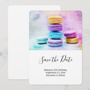 Foto van kleurrijke Macarons Save The Date