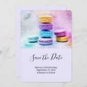 Foto van kleurrijke Macarons Save The Date (Voorkant / Achterkant)
