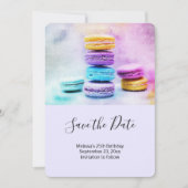 Foto van kleurrijke Macarons Save The Date (Voorkant)