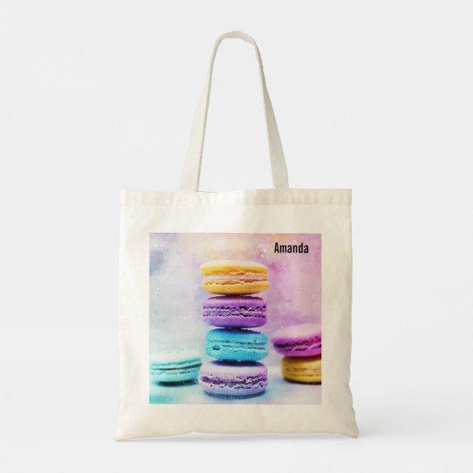 Foto van kleurrijke Macarons Tote Bag (Achterkant)