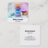 Foto van kleurrijke Macarons Vierkante Visitekaartje (Voorkant / Achterkant)