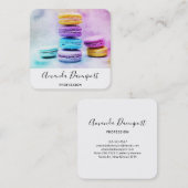 Foto van kleurrijke Macarons Vierkante Visitekaartje (Voorkant / Achterkant)