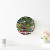 Foto van kleurrijke rode vogelteverne ronde klok (Huis)