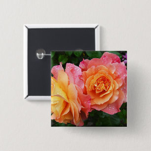 Foto van kleurrijke rozen vierkante button 5,1 cm